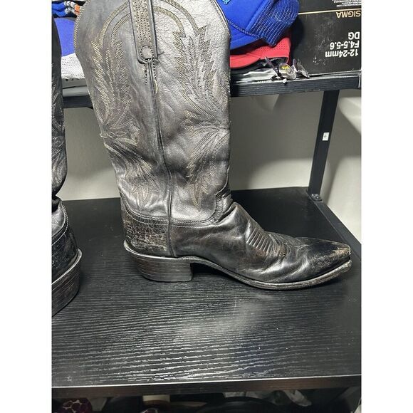 Lucchese 1883 Snip Toe Cowboy Boots Mens Size 8 D Black Leather - Picture 11 of 16